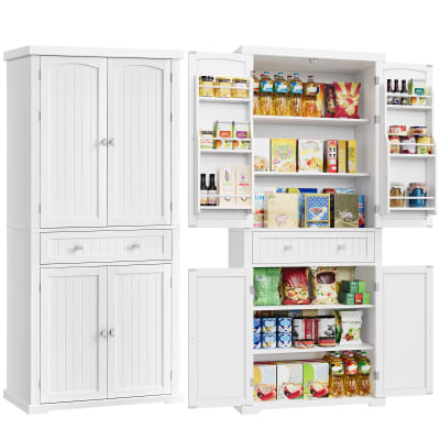 Vaisselier cuisine meuble de rangement 76 x 40 x 182.1 cm blanc