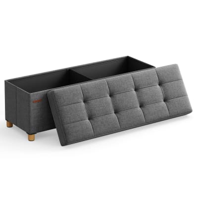 Tabouret de rangement petit banc 110 x 38 x 40 cm 300 kg gris et noir