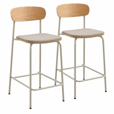 Lot de 2 chaises hautes en bois beige