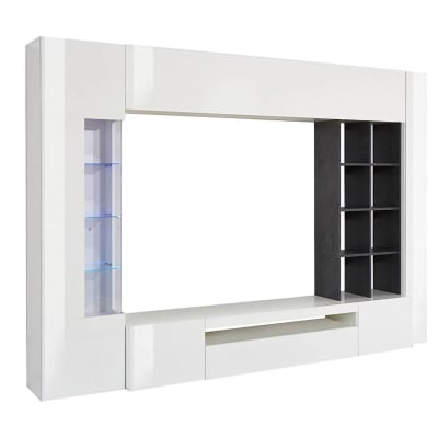 Meuble TV en Bois Nobilité Blanc Brillant