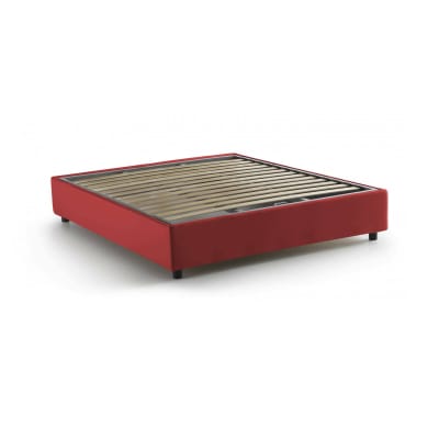 Lit double en tissu rouge 140x200 cm