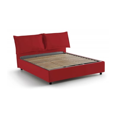 Lit double en tissu rouge 140x190 cm
