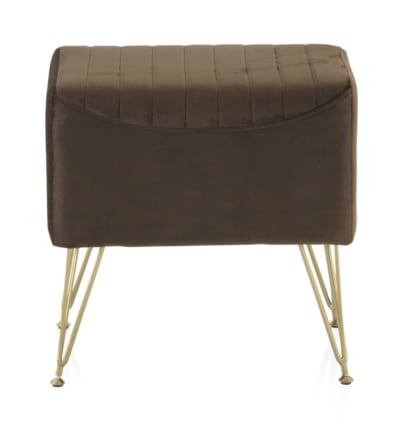 Tabouret tapissé en tissu velours marron avec pieds dorés