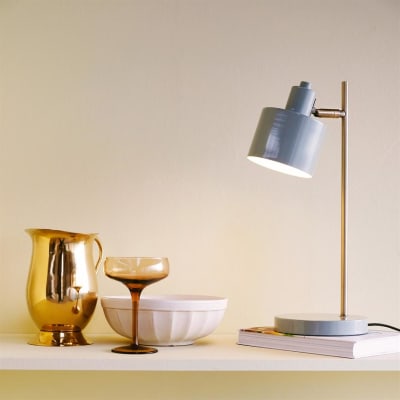 Lampe à poser en métal gris/laiton