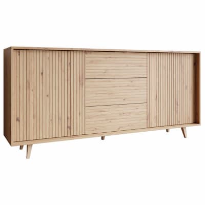 Buffet   effet bois   3 tiroirs et 2 portes  bois