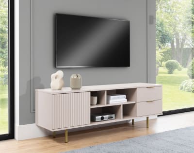 Meuble tv   beige   4 niches et 2 portes  beige