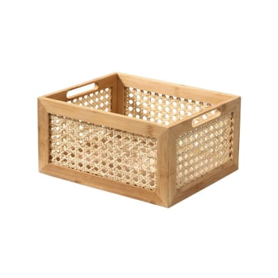 Boîte en bambou et rotin moyen modèle - l30x25x15 cm