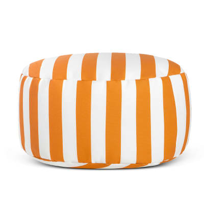Pouf imperméable blanc et orange extérieur et intérieur