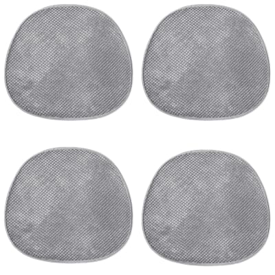 Galettes de chaise velours grises-lot de 4-41x38x1,5