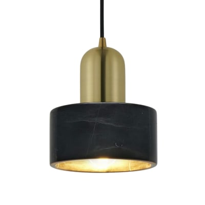 Suspension en métal et marbre noir et doré 15 cm