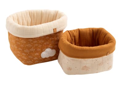 Lot de 2 panières de rangement en double gaze de coton
