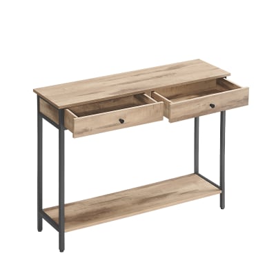 Console d'entrée industrielle avec 2 tiroirs basse blanc et noir
