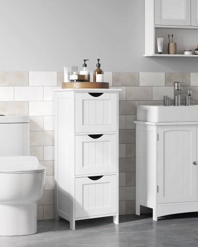 Meuble de salle de bains avec rangement sur pied 30 x 32 x 81 cm blanc