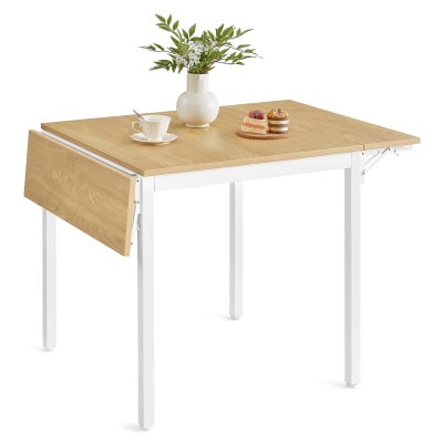 Table à manger pliable extensible 76-120 x 78 x 76.2 cm blanc