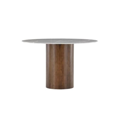 Table de salle à manger ronde couleur moka en verre