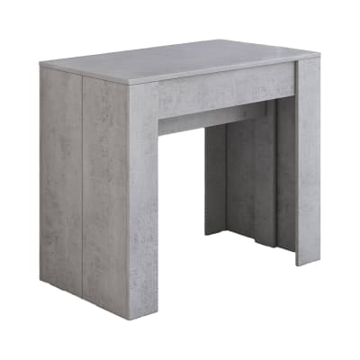 Table console à rallonge effet bois ciment 90x51h78 cm