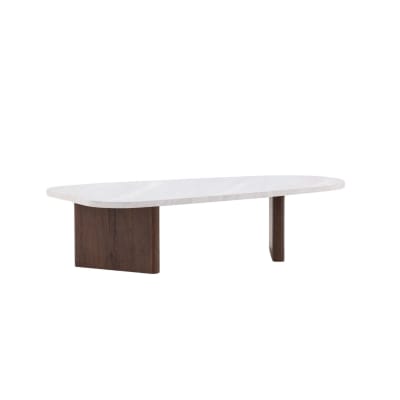Table basse organique effet marbre 130x65cm - gris clair