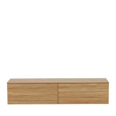 Meuble tv suspendu 2 tiroirs en bois l160cm - bois clair