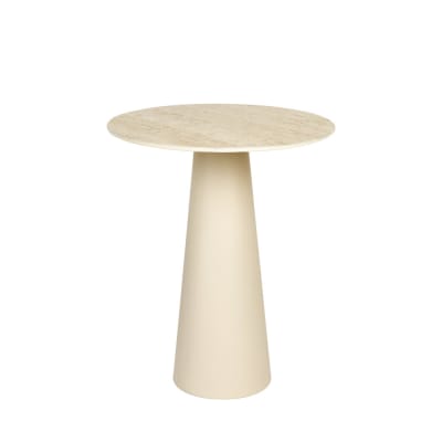 Table d'appoint ronde effet travertin ø40cm h52cm - beige