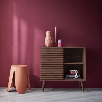 Buffet décor bois noyer avec porte coulissante