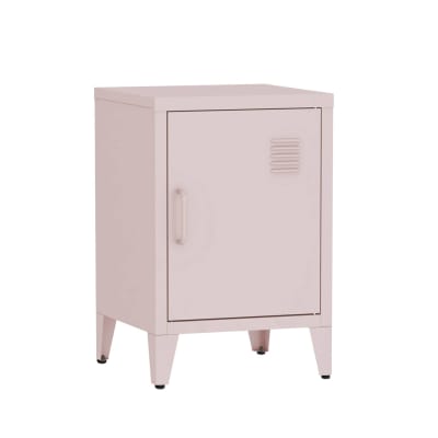 Table de chevet en acier rose, 1 porte