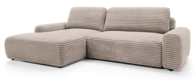 Canapé d'angle droit convertible 3 places gris-beige
