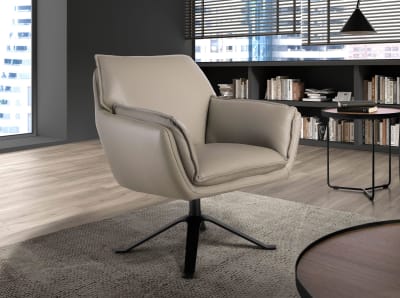 Fauteuil pivotant en cuir gris foncé