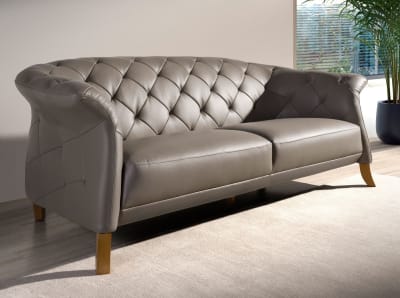 Canapé chester 3 places cuir gris