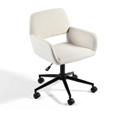 Chaise de bureau scandinave tissu beige pivotante hauteur réglable