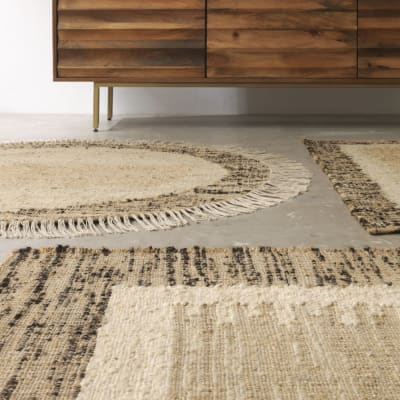 Tapis en jute, laine et coton 120 cm diam.