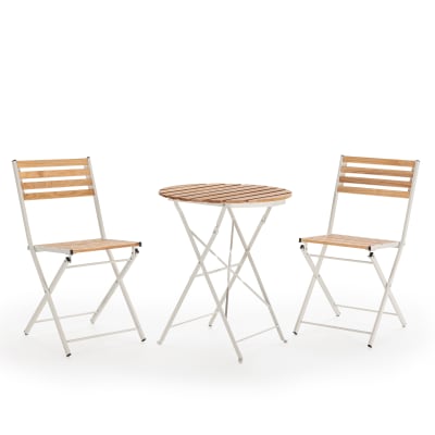 Ensemble Bistro de jardin 3 pièces blanc, table et 2 chaises