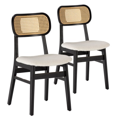 Pack de 2 chaises Noire avec Imitation tissu mouton