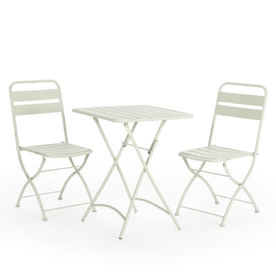 Ensemble Bistro de jardin 3 pièces Vert, Table et 2 chaises