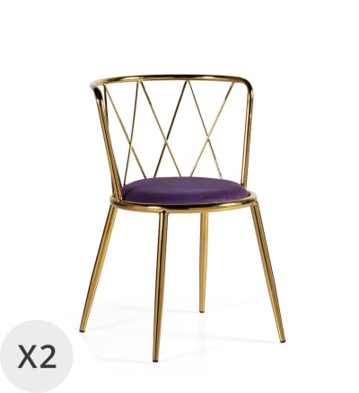 Set de 2 chaises en acier chromé bicolore