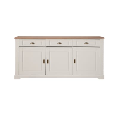 Enfilade 3 portes et trois tiroirs effet bois et blanc l200 cm