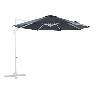 Parasol déporté rond, aluminium, blanc/gris ø 300cm