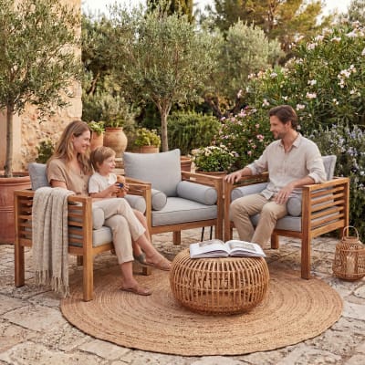 Fauteuil de jardin avec structure en bois capacité 120 kg