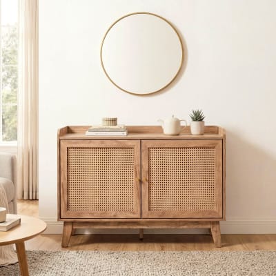 Buffet 2 portes et cannage rotin - l110 cm