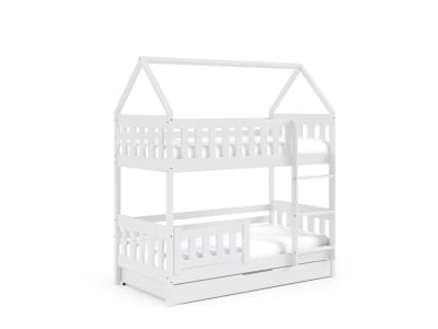 Lit cabane en pin massif coloris blanc 80x190