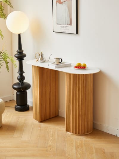 Console en bois avec plateau effet marbre