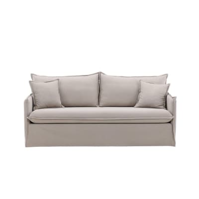 Canapé effet lin 3 places en tissu marron NOAM marron 200x94x90cm