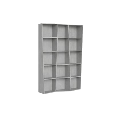 Bibliothèque moderne 3 éléments effet bois gris béton