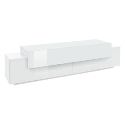 Meuble tv effet bois blanc brillant 218x45h52 cm