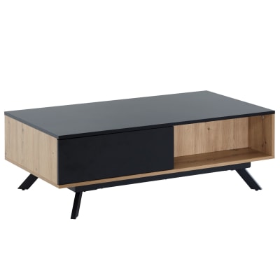 Table basse avec 2 tiroirs en mdf, marron
