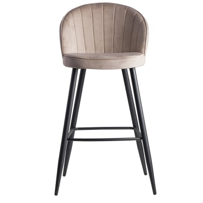 Tabouret de bar en velours, beige
