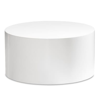 Table basse ronde en mdf, blanc laqué