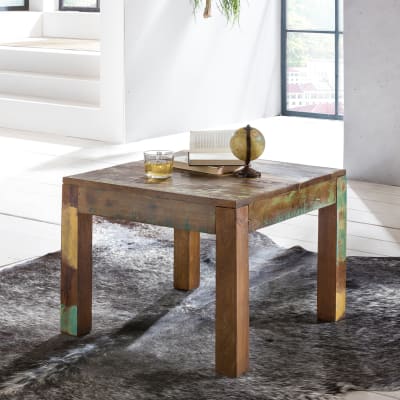 Table basse style shabby en bois de manguier, multicolore