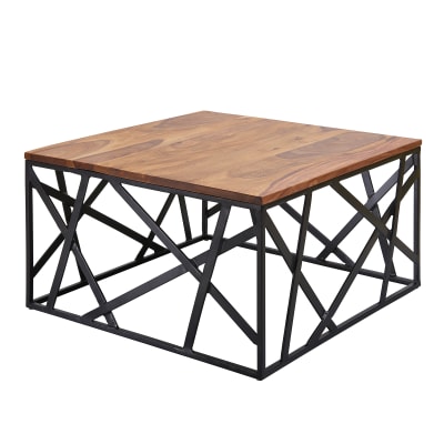 Table basse au piètement extravagant en bois de sheesham, marron