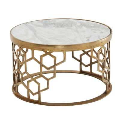 Table basse ronde en marbre, blanc