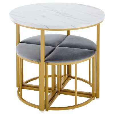 Ensemble table de salle à manger avec 4 chaises grises